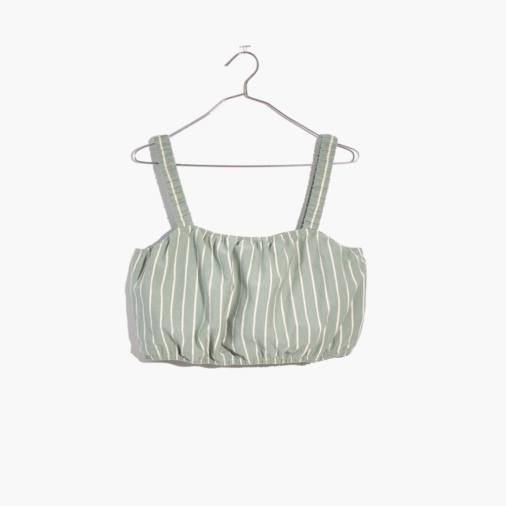 NWT madewell organic cotton crop tank green stripe size S - Picture 4 of 5
